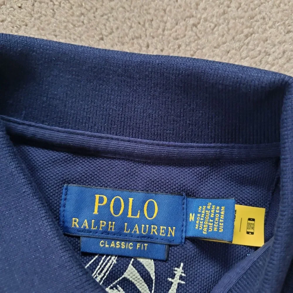 NWT Polo Ralph Lauren Newport Sailboats Size Medium Classic Fit Mens Navy Polo